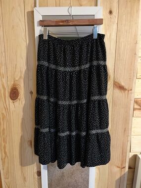 Koret Black White Polka Dot Midi Maxi Skirt